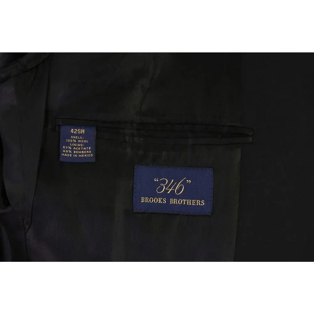 Brooks Brothers Black Metal Logo Buttons 2-Btn Wool Blazer Jacket 42S